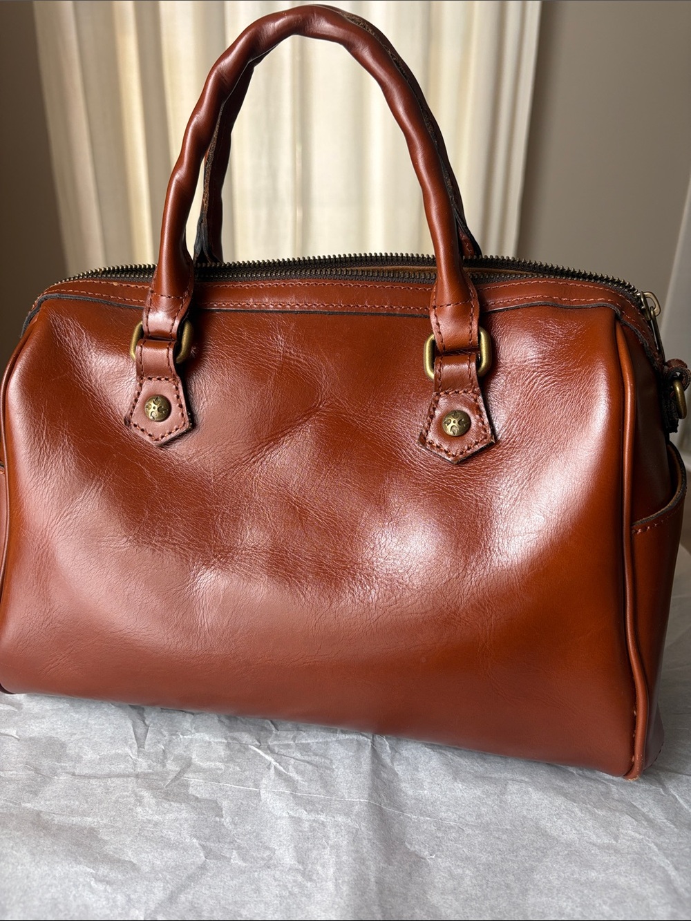 Patricia Nash Skye Brown Leather Satchel with Classic Design